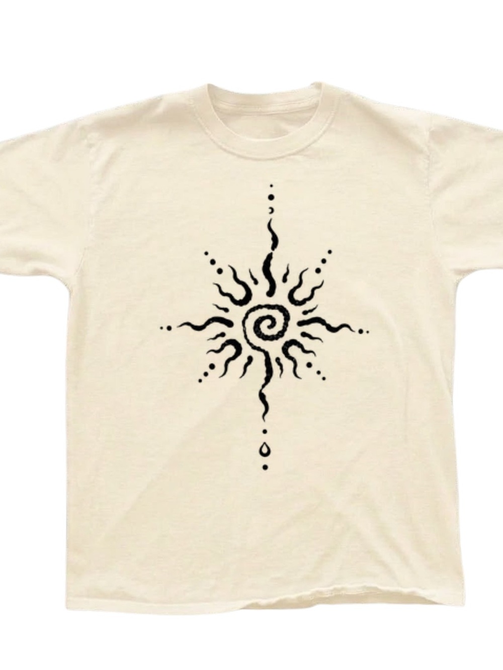 Gildan Men's Cream Graphic Sun Spiral T-Shirt
